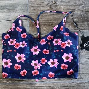 NWT Zaful Floral Bikini Top. Tie Back